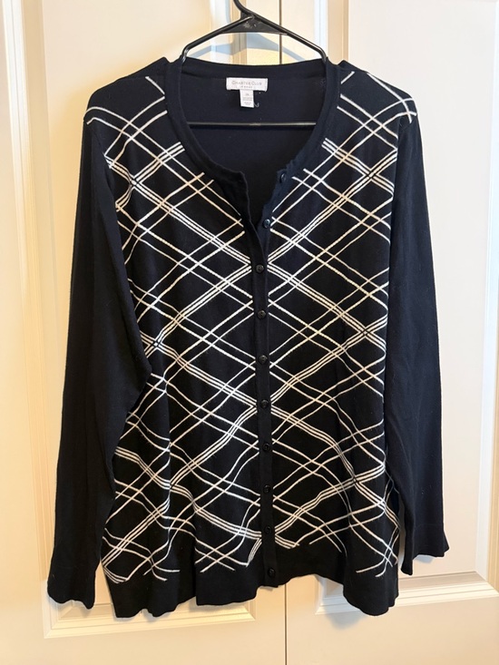 Charter Club Sweaters - Charter Club Black and White Plaid Button-Front Cardigan